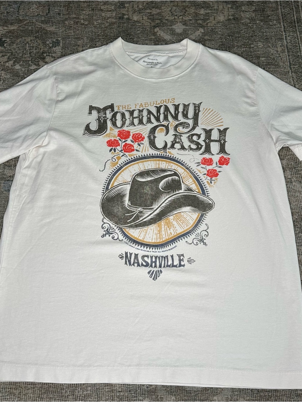 Abercrombie and Fitch Johnny Cash Oversized T-Shirt Bone White Women’s Size S